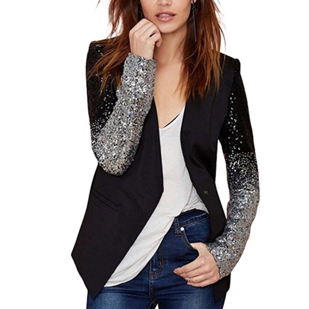 Restocking Silver Duchess Balayage Sequin Blazer - image 1